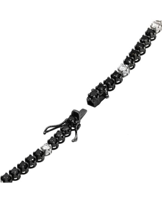 Black Diamond Inline Bracelet with White Diamond Stations