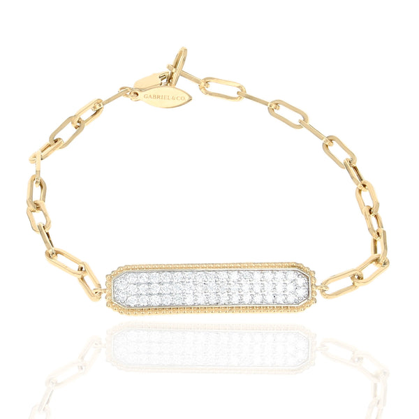Gabriel & Co. Bujukan Collection Diamond Bar Bracelet in Yellow and White Gold