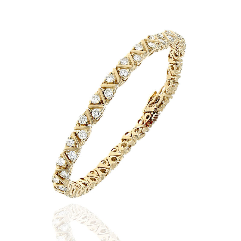 Diamond Zig Zag Inline Bracelet in Yellow Gold