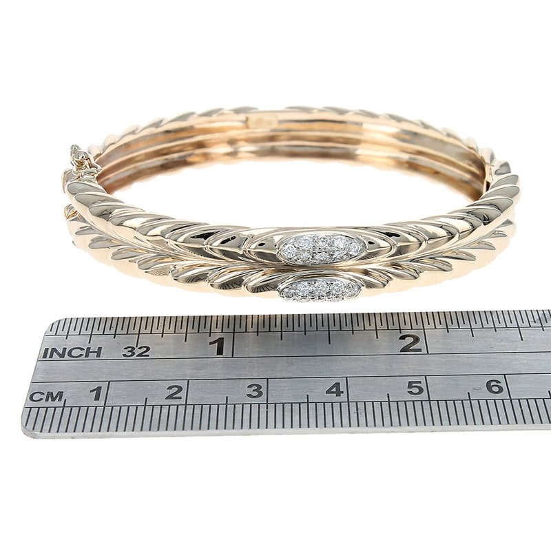 2 Row Diamond Station Scale Motif Bangle