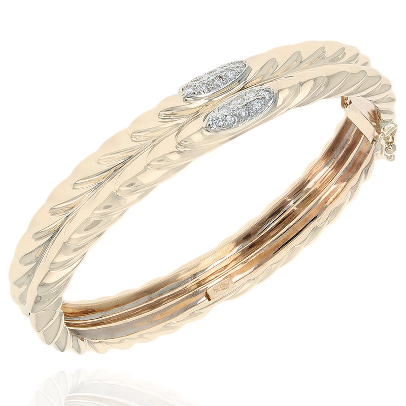 2 Row Diamond Station Scale Motif Bangle
