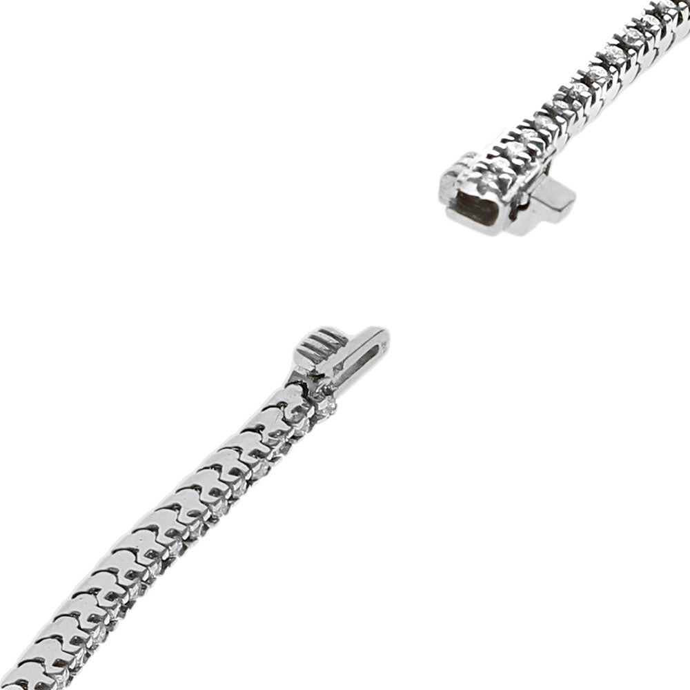 Round Diamond Thin Inline Bracelet in White Gold