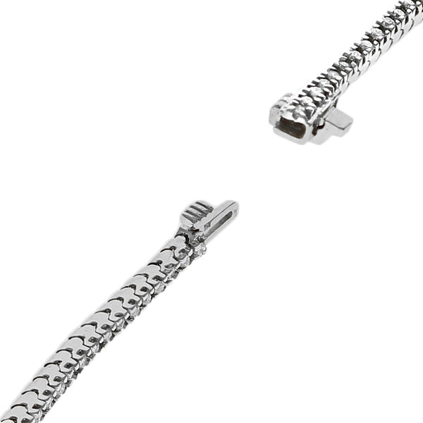 Round Diamond Thin Inline Bracelet in White Gold