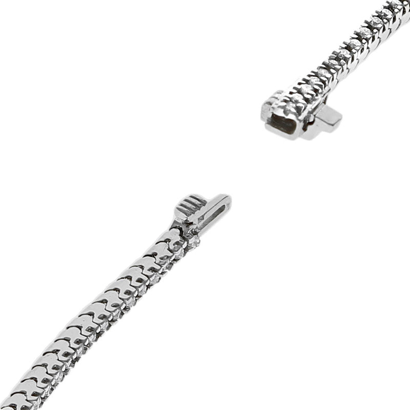 Round Diamond Thin Inline Bracelet in White Gold