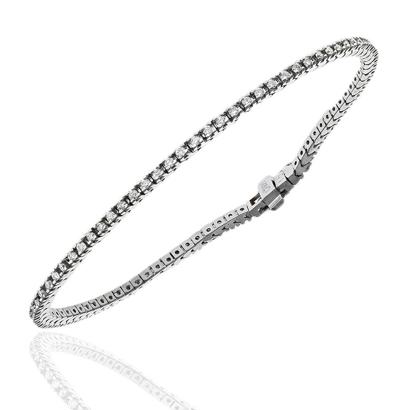 Round Diamond Thin Inline Bracelet in White Gold