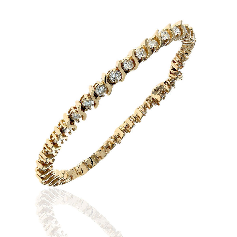 Round Diamond S Link Inline Bracelet