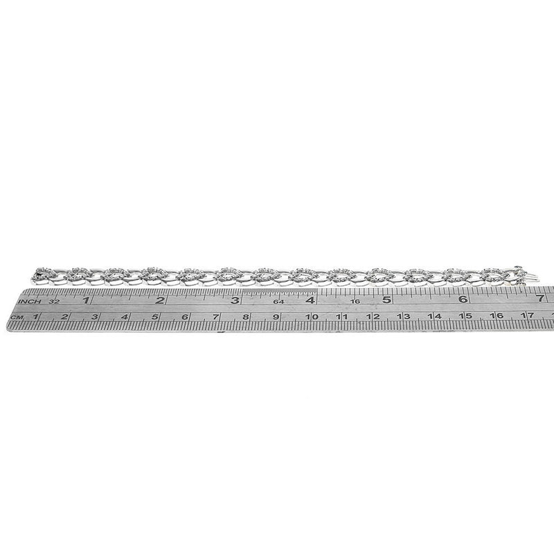 Round Diamond Heart Link Inline Bracelet
