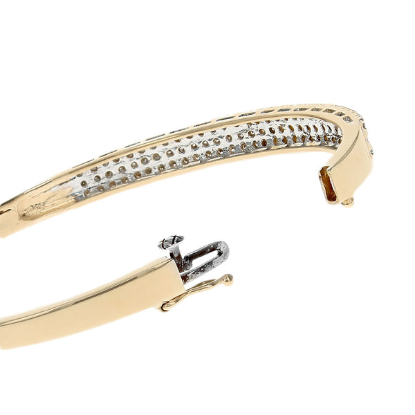 3 Row Diamond Pave Hinged Bangle Bracelet