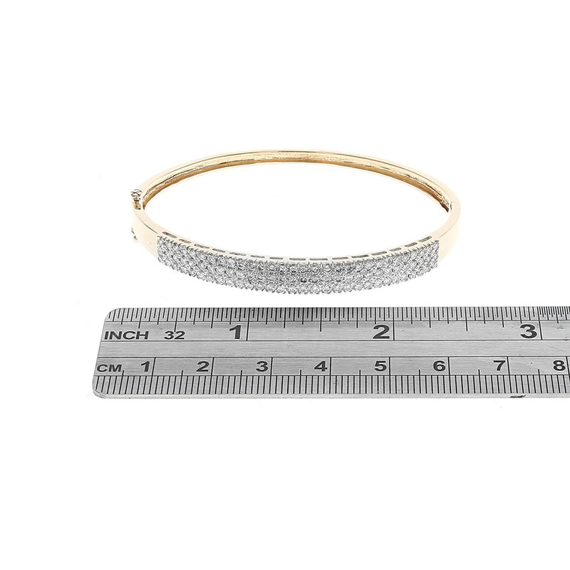 3 Row Diamond Pave Hinged Bangle Bracelet