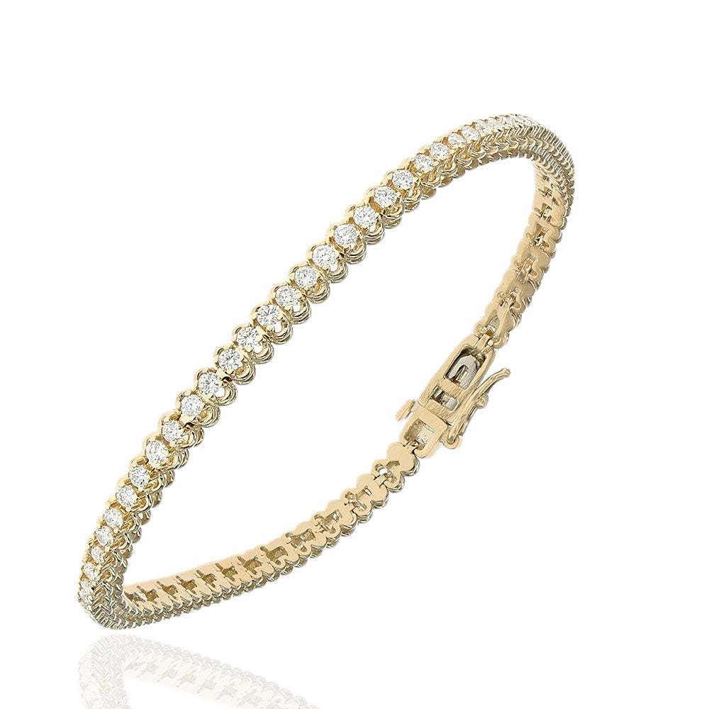 Round Diamond Thin Inline Bracelet in Yellow Gold