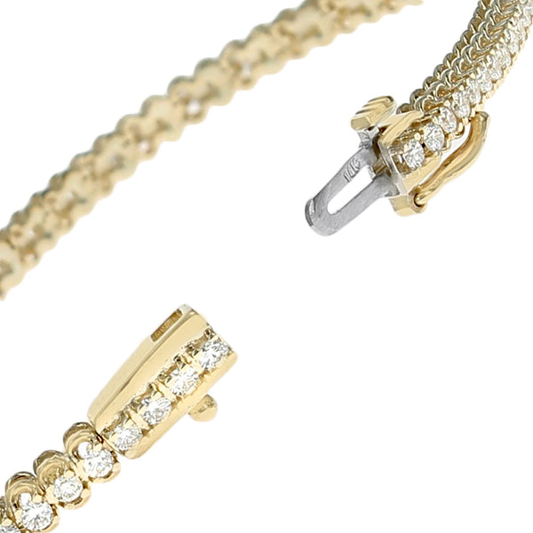 Round Diamond Thin Inline Bracelet in Yellow Gold