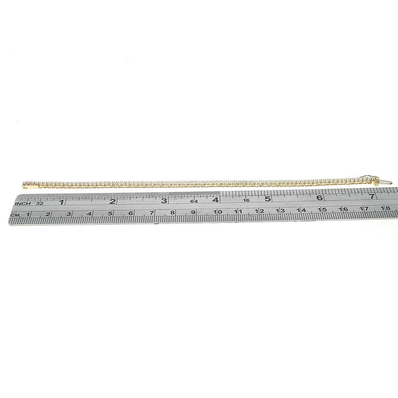 Round Diamond Thin Inline Bracelet in Yellow Gold