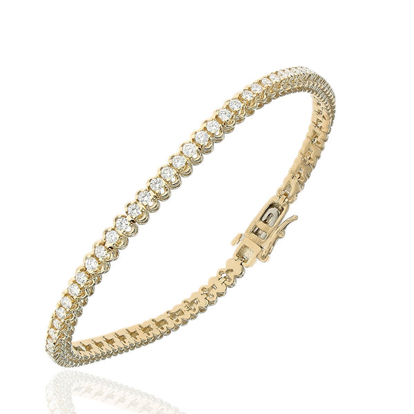 Round Diamond Thin Inline Bracelet in Yellow Gold