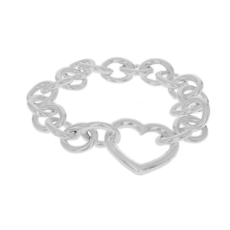 Tiffany and Co Heart Clasp Cable Chain Bracelet in Sterling Silver