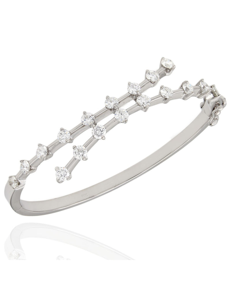 Diamond Bypass Bracelet in White Gold