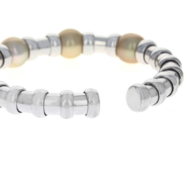 Golden Pearl and Diamond Cuff Bracelet