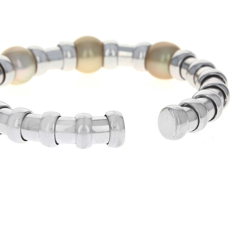 Golden Pearl and Diamond Cuff Bracelet