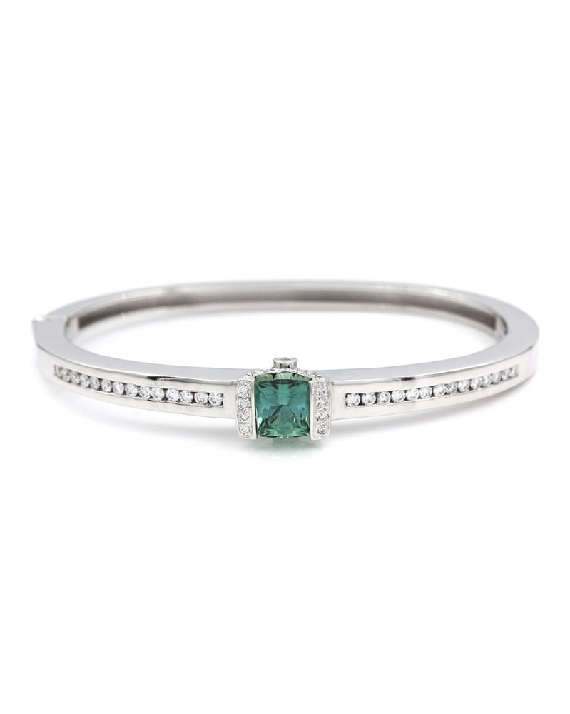 Pariba Tourmaline and Diamond Bangle Bracelet in Gold