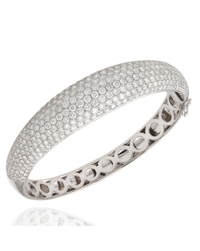 Diamond Pave Dome Bangle Bracelet in Gold