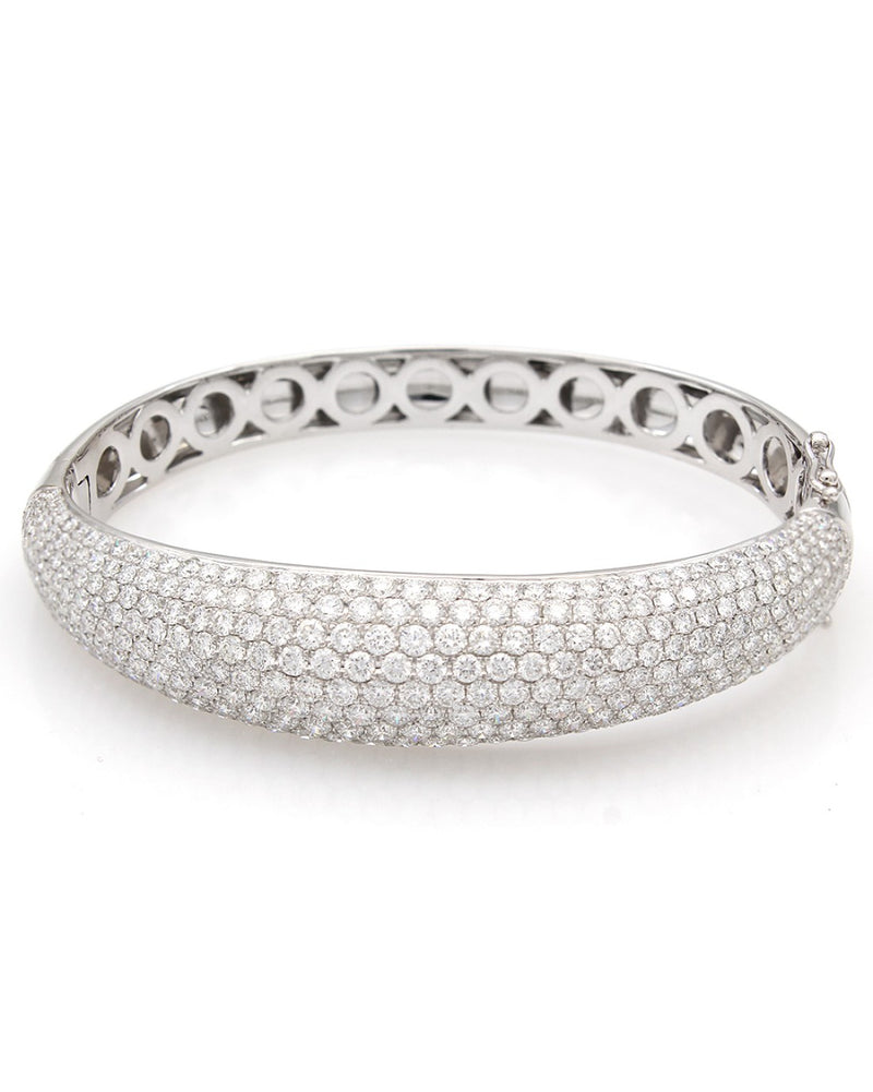 Diamond Pave Dome Bangle Bracelet in Gold