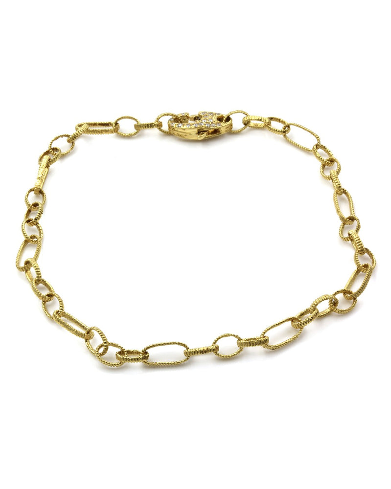 Barry Kronen Chain Bracelet with Diamond Clasp in Yellow Gold