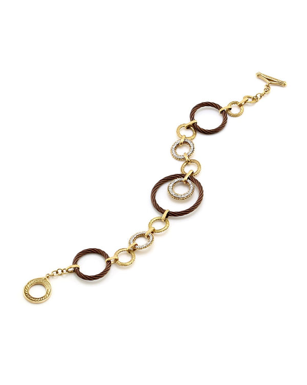 Charriol Diamond Circle Link Bracelet in Yellow Gold