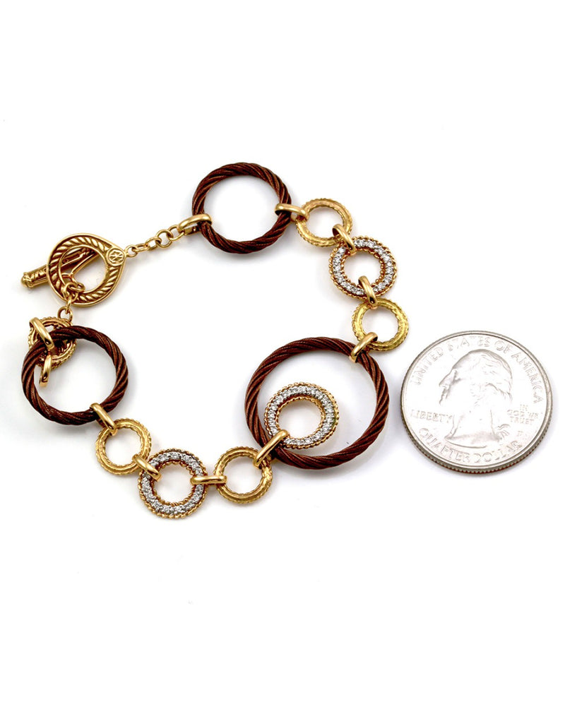 Charriol Diamond Circle Link Bracelet in Yellow Gold