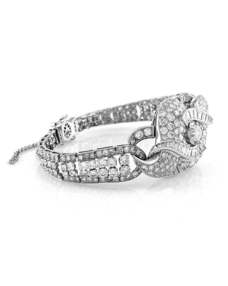 Vintage Mid-Century Mixed Cut Diamond Bracelet in Platinum