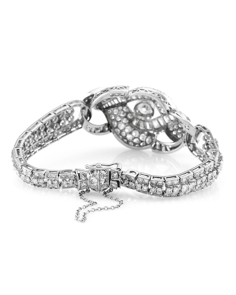 Vintage Mid-Century Mixed Cut Diamond Bracelet in Platinum