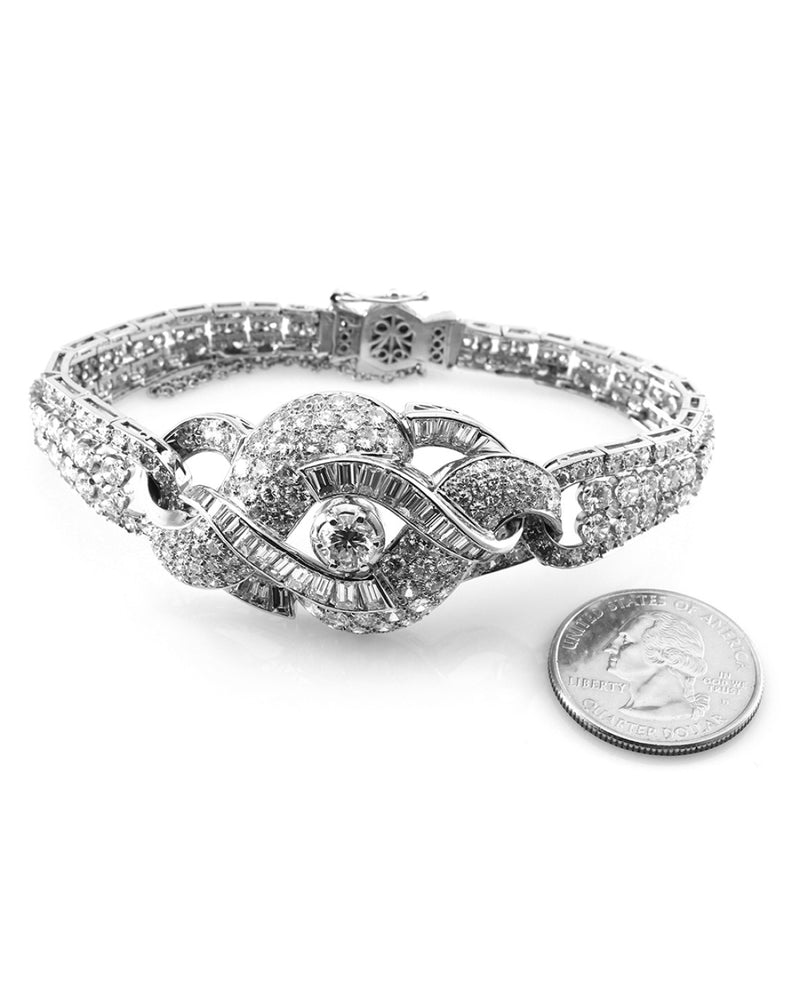 Vintage Mid-Century Mixed Cut Diamond Bracelet in Platinum