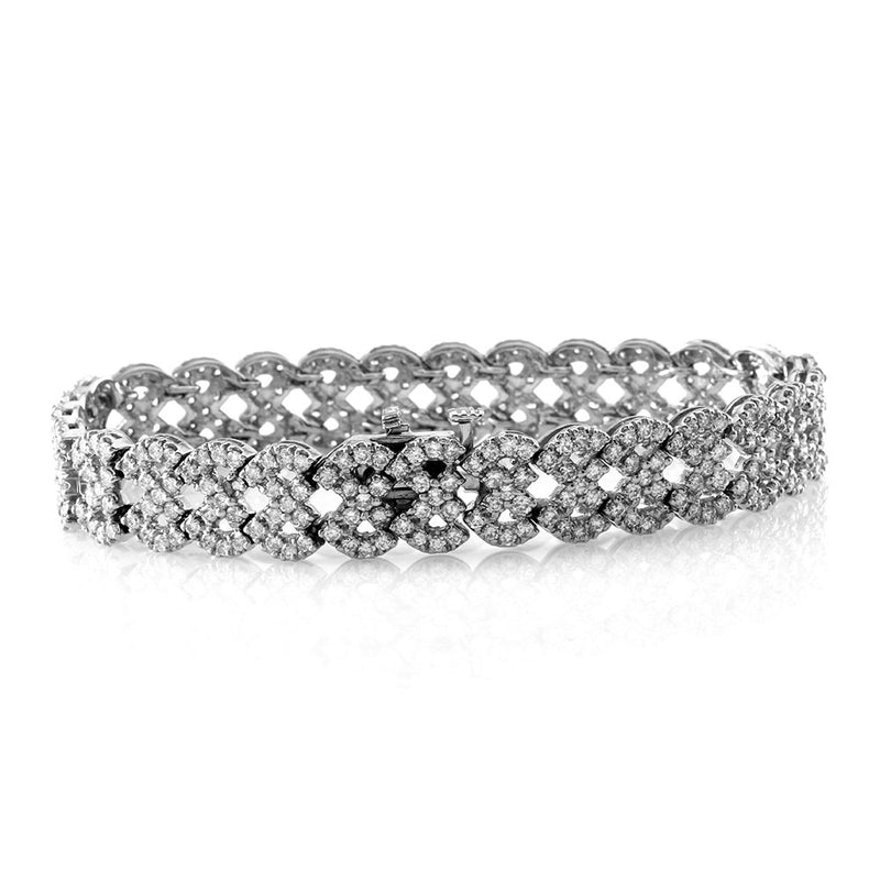 Woven Pave Diamond Articulating Bracelet in 14K White Gold