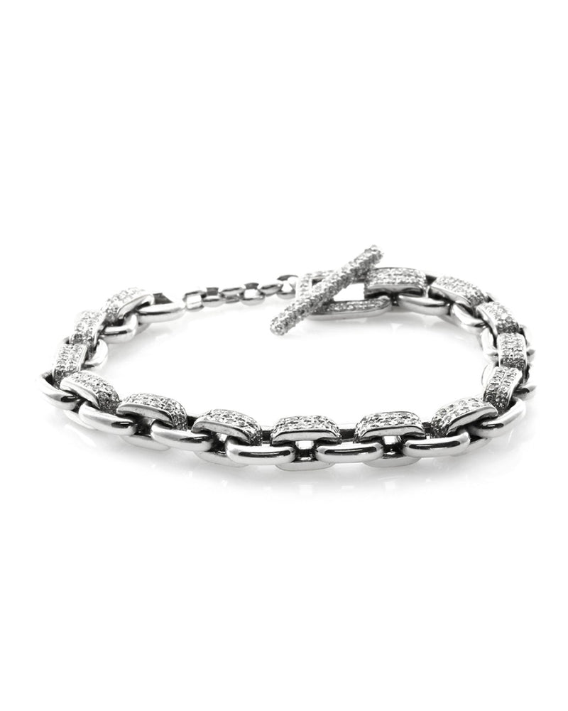 Pave Diamond Link Bracelet in 18K White Gold