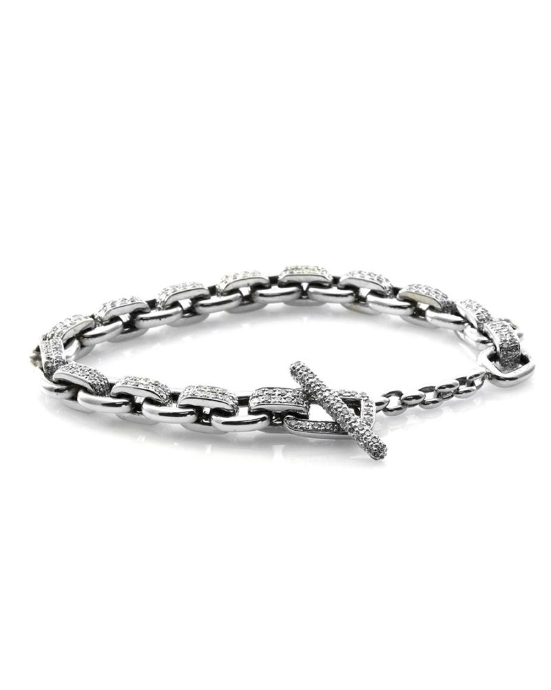 Pave Diamond Link Bracelet in 18K White Gold