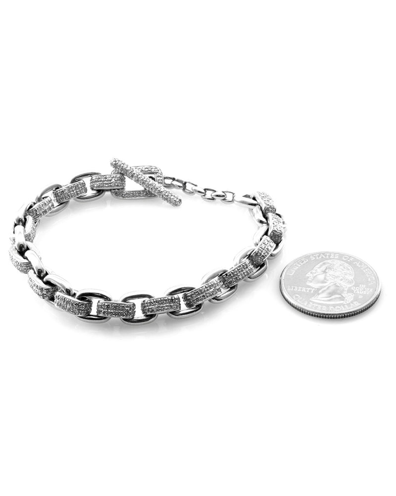 Pave Diamond Link Bracelet in 18K White Gold