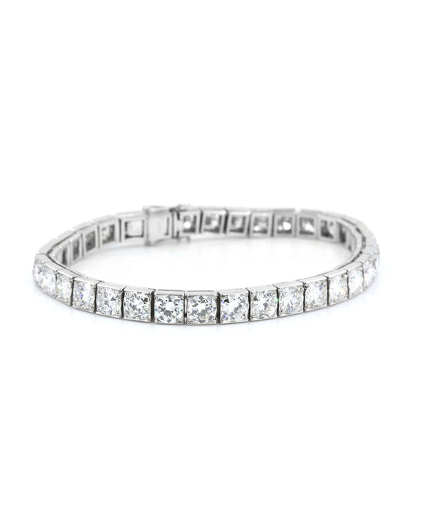 Vintage Old European Cut Diamond Line Bracelet in Platinum