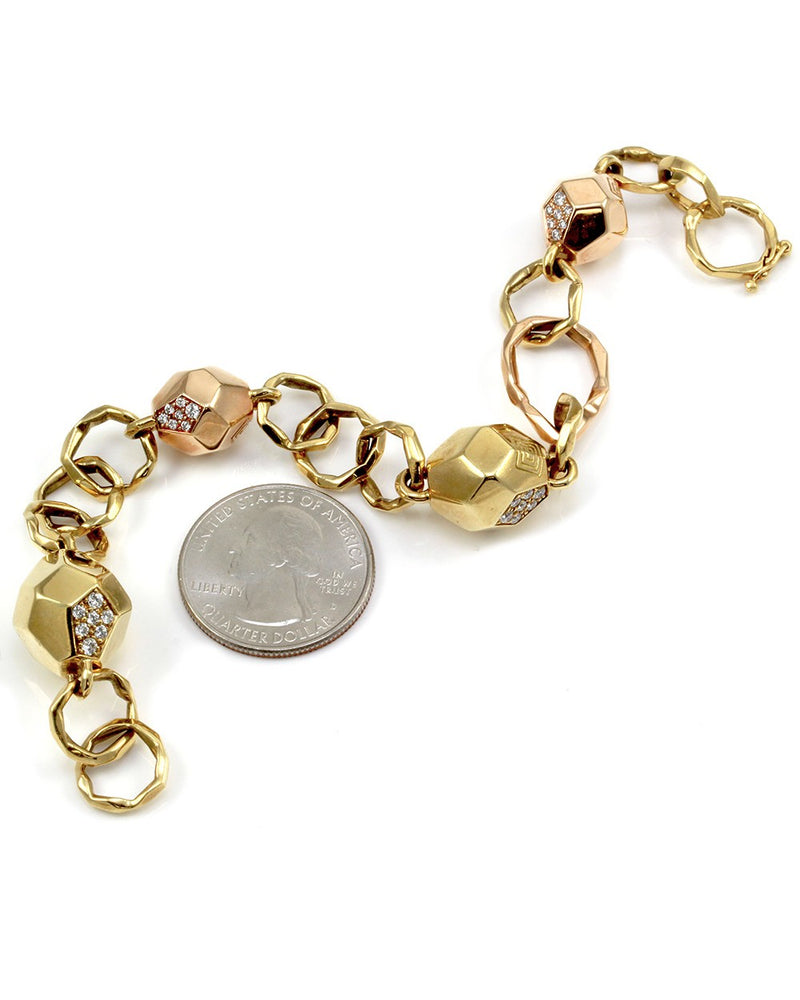 Mimi So Switch Diamond Rock Station Bracelet in Rose and Yellow Gold