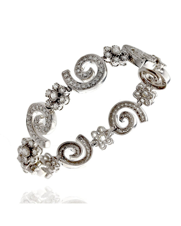 Flowers and Swirls Diamond Bracelet