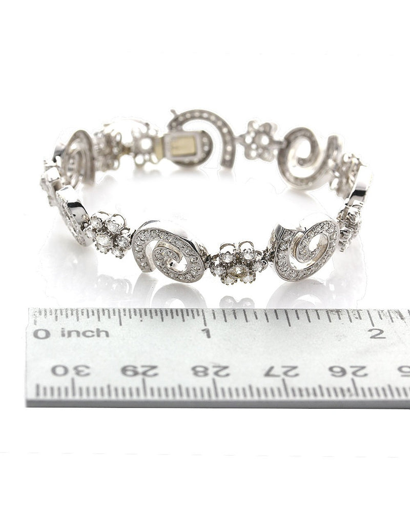 Flowers and Swirls Diamond Bracelet