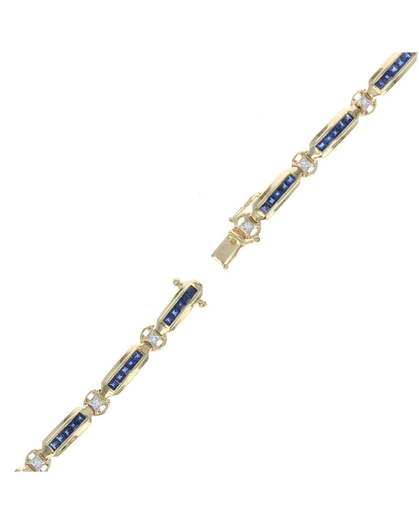 Sapphire and Diamond Inline Bracelet in Yellow Gold