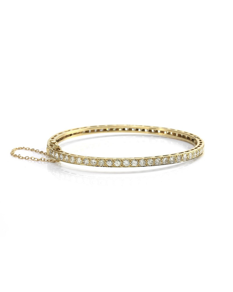 Diamond Hinged Bangle Bracelet in Yellow Gold