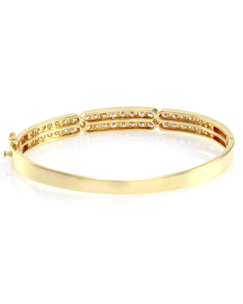 Double Row Diamond Bangle Bracelet in 14K Yellow Gold