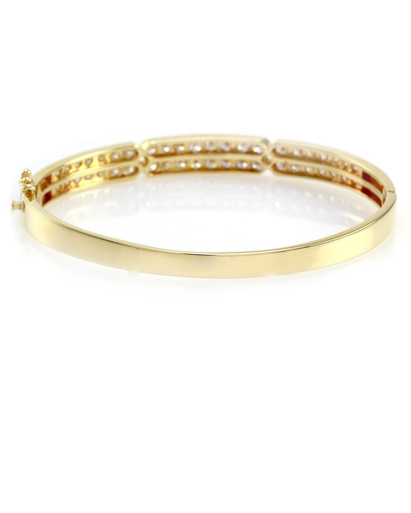 Double Row Diamond Bangle Bracelet in 14K Yellow Gold