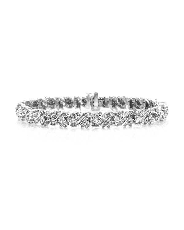 Mixed Cut Diamond Cluster Bracelet in 14K White Gold