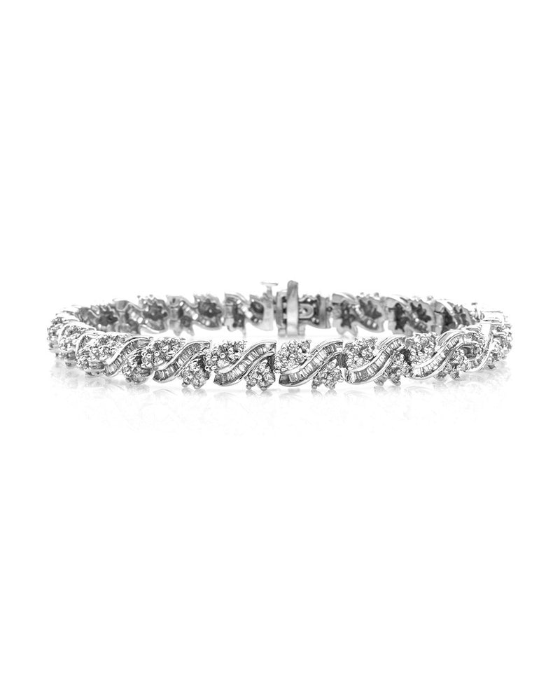 Mixed Cut Diamond Cluster Bracelet in 14K White Gold