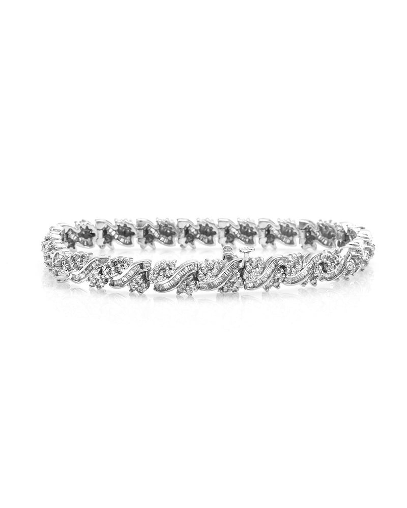 Mixed Cut Diamond Cluster Bracelet in 14K White Gold