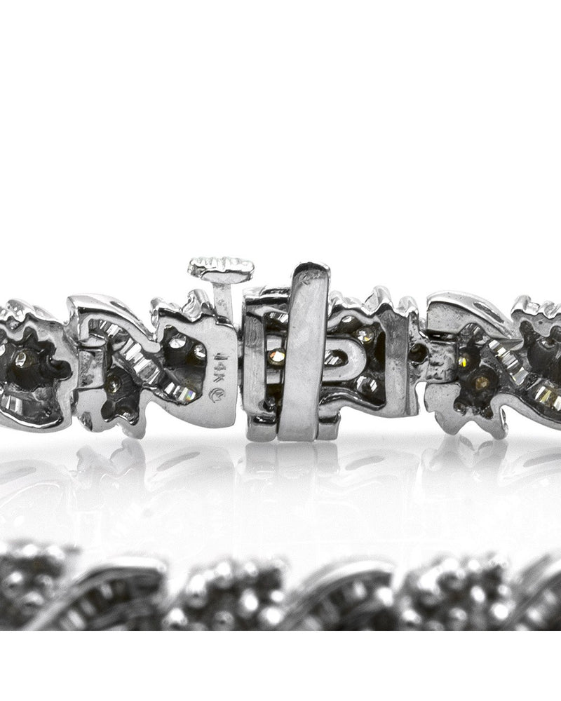 Mixed Cut Diamond Cluster Bracelet in 14K White Gold