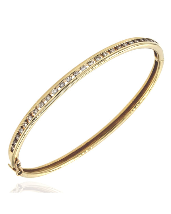 Single Row Diamond Hinged Bangle Bracelet