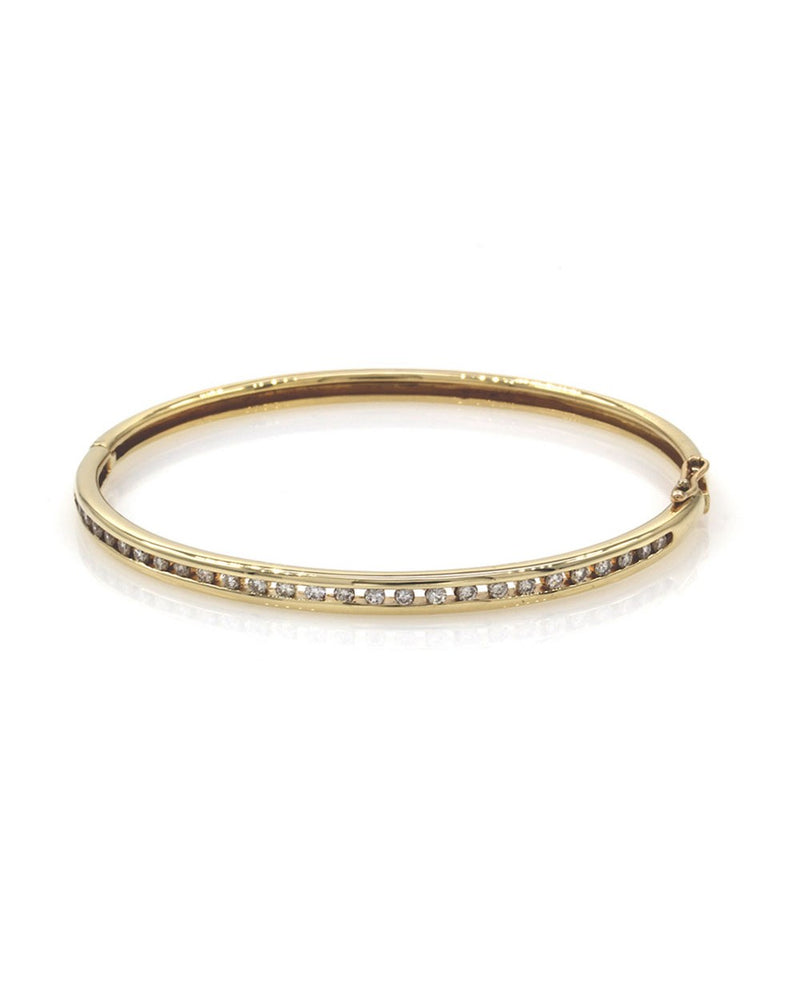 Single Row Diamond Hinged Bangle Bracelet