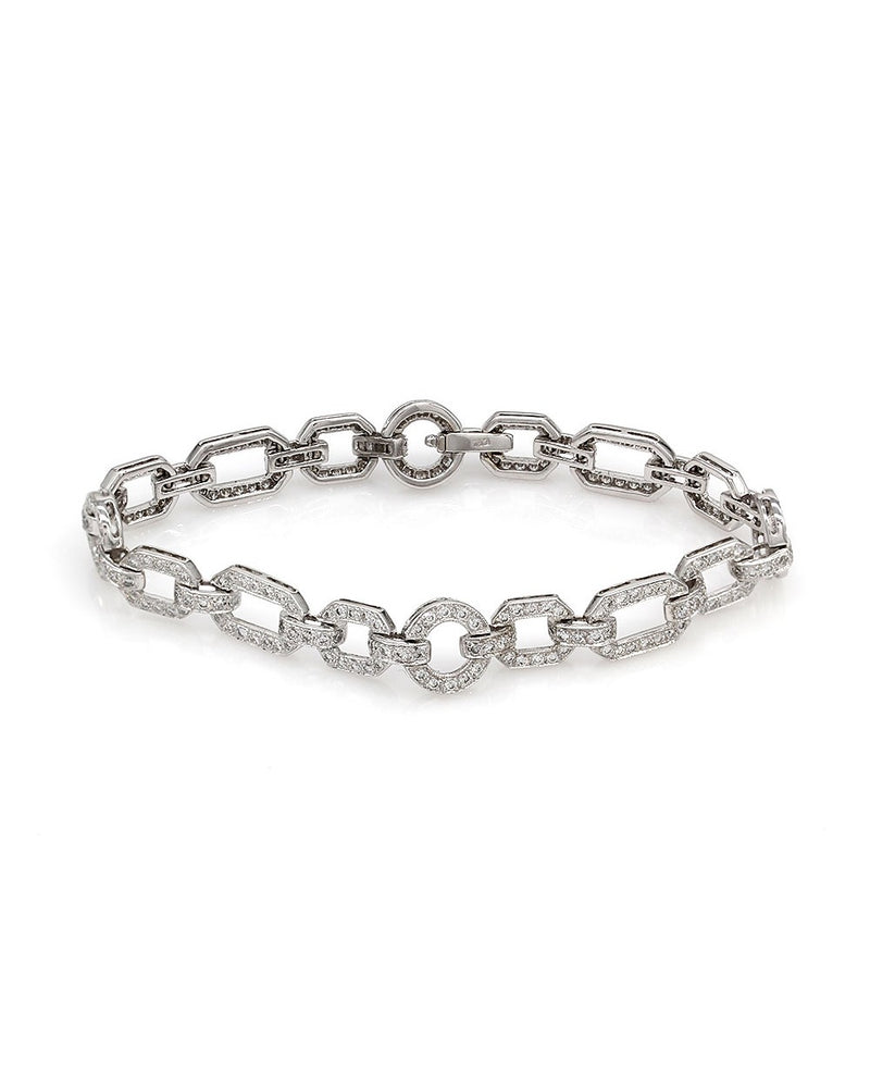 Pave Diamond Geometric Link Bracelet in Gold