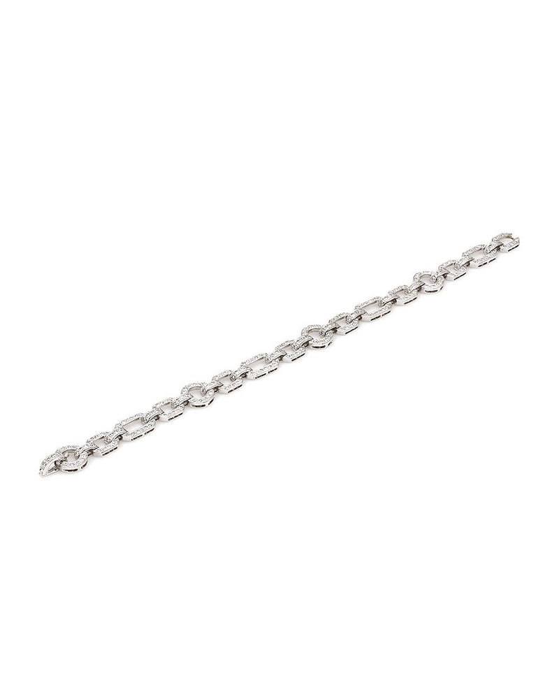 Pave Diamond Geometric Link Bracelet in Gold